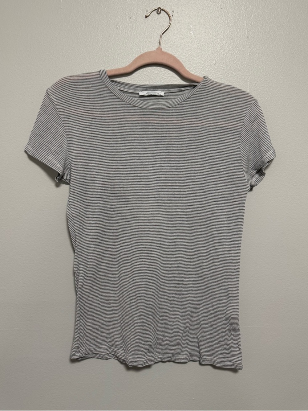 Zara Women's Short Sleeve Thin Black & White Striped Tee
